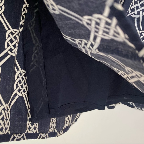 Jones New York Navy Blue & White Celtic Knot Pleated Cotton Skirt Size 8 EUC - Picture 7 of 10